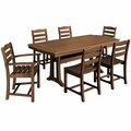 Polywood La Casa Cafe 7-Piece Teak Dining Set with Nautical Trestle Table 633PWS2981TE